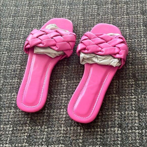 Pink Braided Slide Sandals - Picture 1 of 4